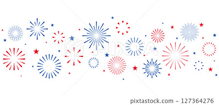 USA fireworks border, 4th July banner, Independence Day USA fireworks border, 4th July banner, Independence Day 127364276