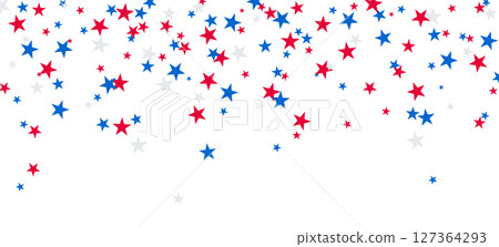 Blue and red star background, USA 4th July border, Labor Day 127364293