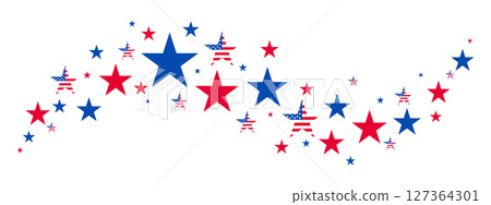 USA border, American flag stars banner, 4th July decoration 127364301