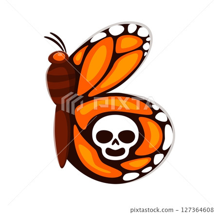 Day of the Dead font butterfly with skull letter B. Hispanic Day of the Dead holiday type vector symbol, ritual celebration typeset letter. Mexico death festival latin typeface sign or element Day of the Dead font butterfly with skull letter B. Hispanic Day of the Dead holiday type vector symbol, ritual celebration typeset letter. Mexico death festival latin typeface sign or element 127364608