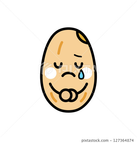 Illustration of a crying brown rice character Illustration of a crying brown rice character 127364874