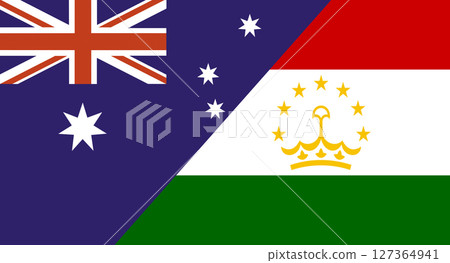 Flag of Australia and Tajikistan. Australian and Tajik national flags 127364941