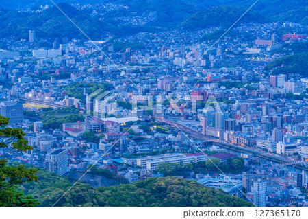 (Nagasaki Prefecture) Evening view of Nagasaki cityscape from the observation deck at the top of Mount Inasa (Nagasaki Prefecture) Evening view of Nagasaki cityscape from the observation deck at the top of Mount Inasa 127365170