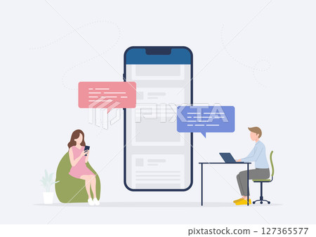 Illustration of a businessman using direct marketing and direct mail 127365577