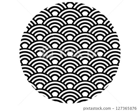 Decoration with Seigaiha pattern in monochrome 127365876