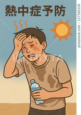 [一名男子中暑的插畫] 127366106