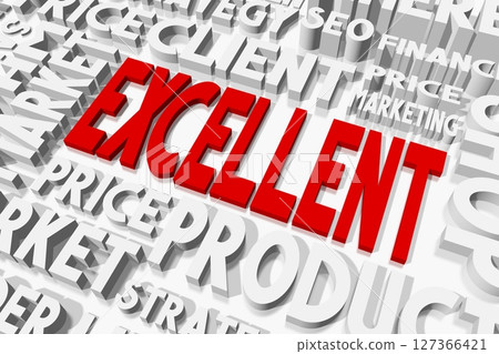 Excellent - red word, typographical concept - 3D illustration 127366421