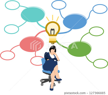 Illustration of a businesswoman implementing a framework Illustration of a businesswoman implementing a framework 127366885