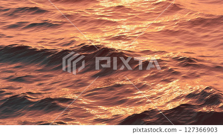 夕陽染紅的波浪韻律 夕陽染紅的波浪韻律 127366903