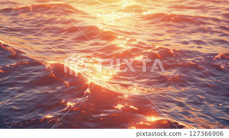 夕陽餘暉籠罩下的海浪 127366906