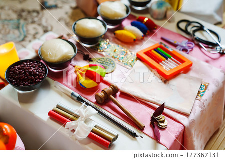 Decorations for the Korean First Birthday Party.  127367131