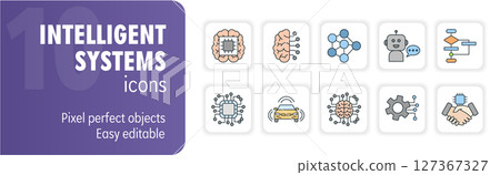 Set of 10 intelligent systems filled outline style icons 127367327
