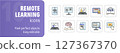 Set of remote education and online learning icons featuring students, teachers, and technology 127367370
