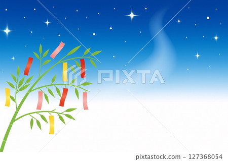 Tanabata night sky and bamboo decorations_01 127368054