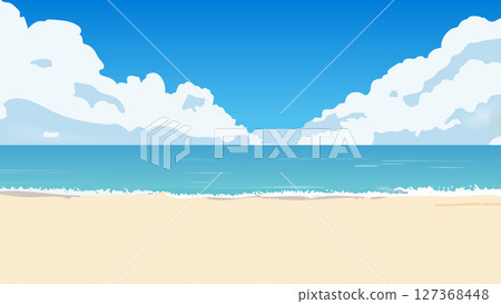 夏季海與白沙灘背景 夏季海與白沙灘背景 127368448