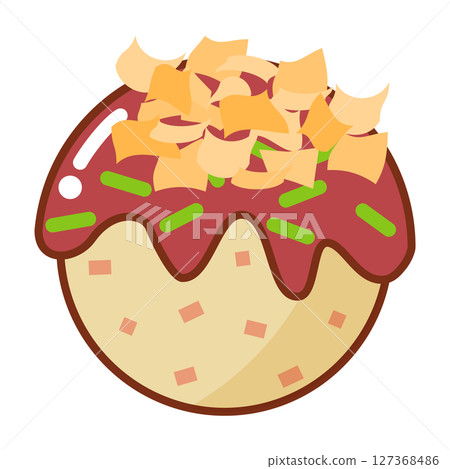 1 takoyaki (octopus ball) with outline 127368486