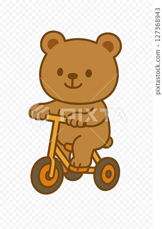 [一隻可愛的熊騎著三輪車的插圖] 127368943
