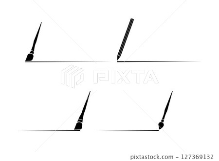 Paintbrush with brush stroke. Black paint brush logo. Vector Paintbrush with brush stroke. Black paint brush logo. Vector 127369132