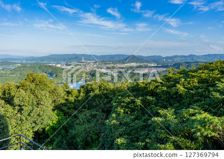 View of Sasebo cityscape from Ishidake Observatory Park 127369794