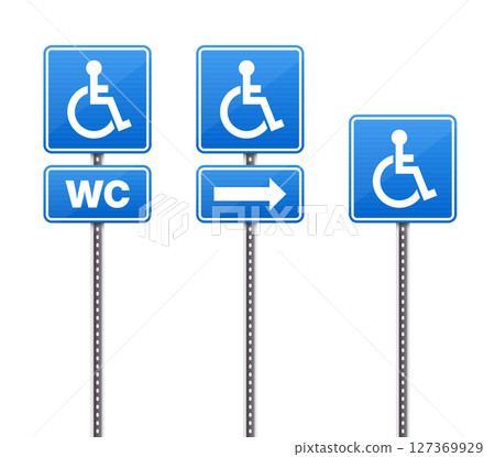 Accessible WC and Directions: Accessibility for all with restroom signage. 127369929