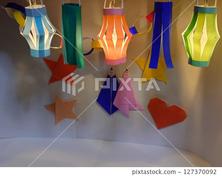 Tanabata decorations made with origami paper 127370092
