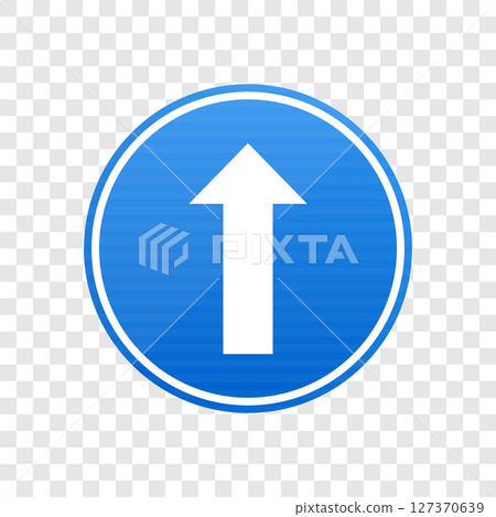 Blue circle with upward pointing arrow, indicating direction or instruction. 127370639