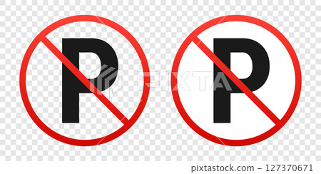 Two No Parking Signs: Universal symbol for restricted vehicle placement. Two No Parking Signs: Universal symbol for restricted vehicle placement. 127370671