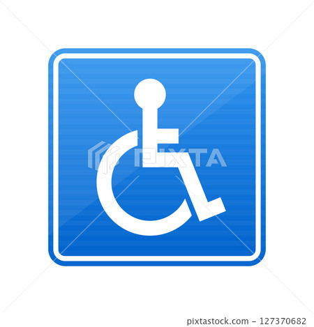 Blue Square Sign: Accessibility Symbol for Individuals with Disabilities 127370682
