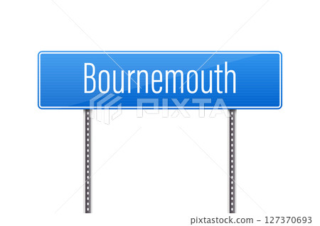 Blue sign indicating the location of a place called Bournemouth. Blue sign indicating the location of a place called Bournemouth. 127370693