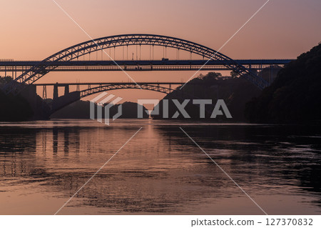 <Nagasaki Prefecture> Dawn at Saikai Bridge and Hario Seto <Nagasaki Prefecture> Dawn at Saikai Bridge and Hario Seto 127370832