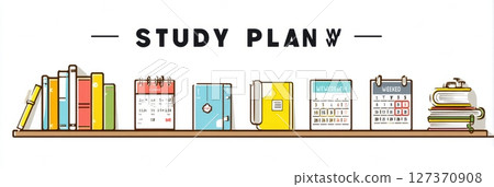 Effective Study Plan Infographic for Students With Weekly Schedule and Academic Tools in a Clean Style 127370908