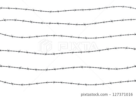 Barbed wire isolated on white background - 3D illustration Barbed wire isolated on white background - 3D illustration 127371016