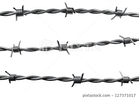 Barbed wire isolated on white background - 3D illustration Barbed wire isolated on white background - 3D illustration 127371017