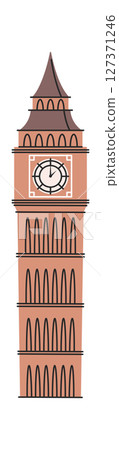 British clock tower attraction cartoon 127371246