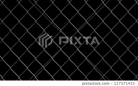 Mesh wire fence isolated on black background - 3d illustration Mesh wire fence isolated on black background - 3d illustration 127371433