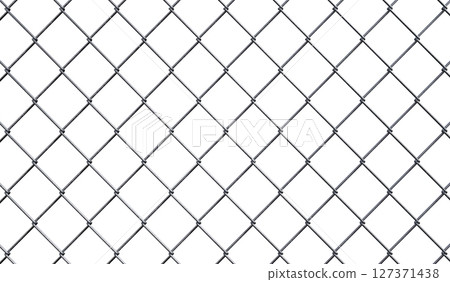 Mesh wire fence isolated on white background - 3d illustration 127371438