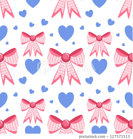 Bow and heart seamless pattern Bow and heart seamless pattern 127371513