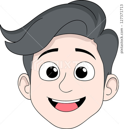 Cartoon Boy Face with Happy Expression 127371713