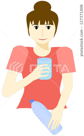 Woman maintain their health by drinking enough clean water to meet their body's need 127371806