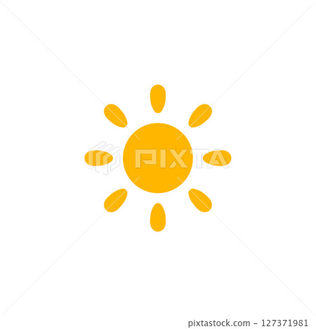 Sun Icon With Oval Rays In Flat Style. Ideal For Summer Themes, Weather Forecast, Holiday Graphics, And UI Applications. Warm, Friendly Look. Vector Illustration. Sun Icon With Oval Rays In Flat Style. Ideal For Summer Themes, Weather Forecast, Holiday Graphics, And UI Applications. Warm, Friendly Look. Vector Illustration. 127371981
