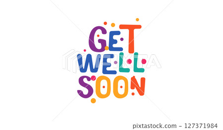 Get well soon cheerful phrase in playful bubble lettering. Great for greeting card, care package label, social media support post, apparel, or digital sticker. Vector illustration. Get well soon cheerful phrase in playful bubble lettering. Great for greeting card, care package label, social media support post, apparel, or digital sticker. Vector illustration. 127371984