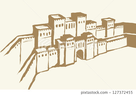 Babylonian Gate. Vector drawing scene 127372455