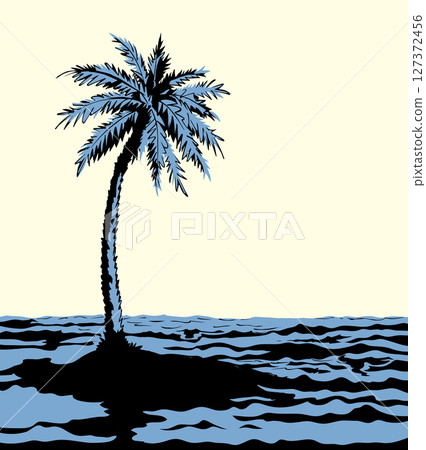 Small desert island. Vector drawing Small desert island. Vector drawing 127372456