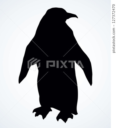 Penguin on the ice. Vector drawing 127372470