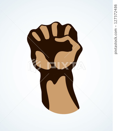 Superman's hand with an elongated fist. Vector drawing 127372486