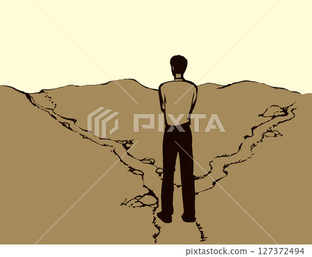 Man at the crossroads. Vector drawing Man at the crossroads. Vector drawing 127372494