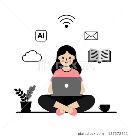 Online Learning Girl Online Learning Girl 127372821