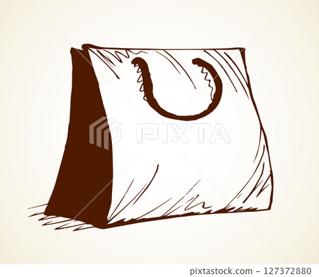 Paper bag for shopping. Vector drawing 127372880