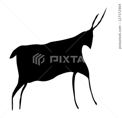 Primitive rock painting. Vector drawing 127372904