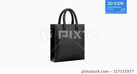 Sleek black shopping bag design showcased against a minimalist background for product presentation 127372977